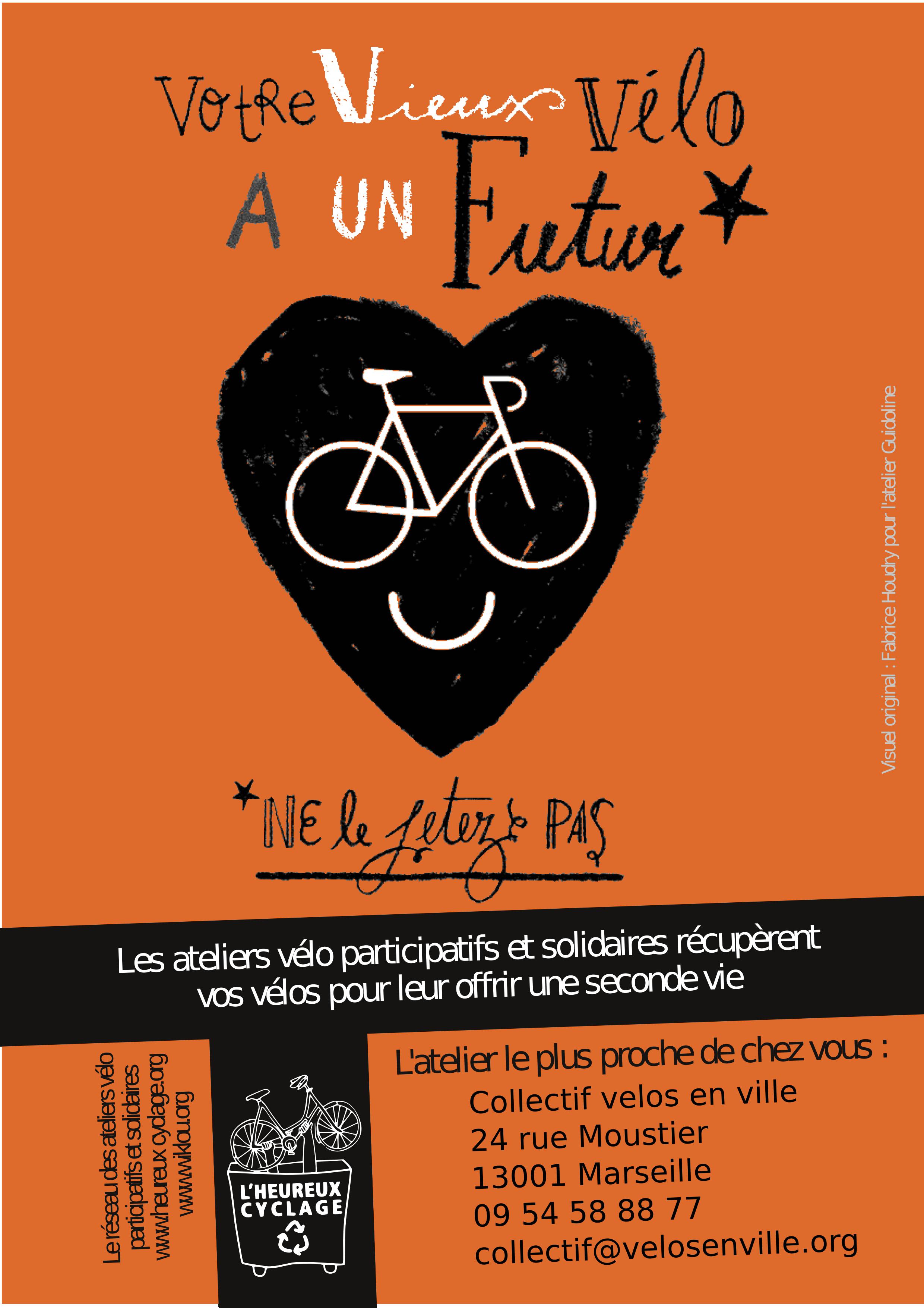 Collectif Vélos en Ville Marseille Heureux Cyclage don de bicyclette