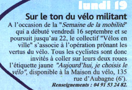 2005.09.14.MarseilleLHebdo.Sur le ton du vélo militant