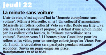 2005.09.21.Marseille LHebdo. La minute sans voiture