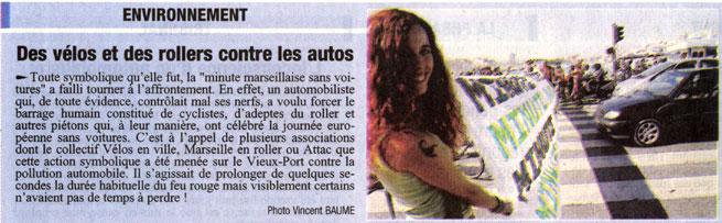 2005.09.23.La provence.des vélos et des rollers contre les autos