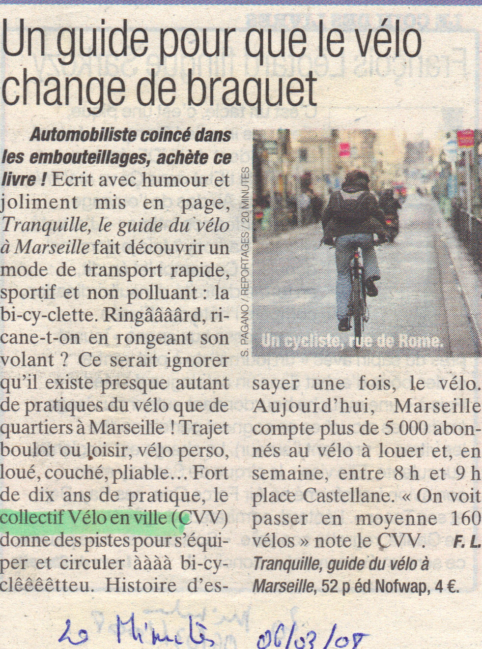 2008.03.06.20minutes.Un guide pour que le vélo change de braquet