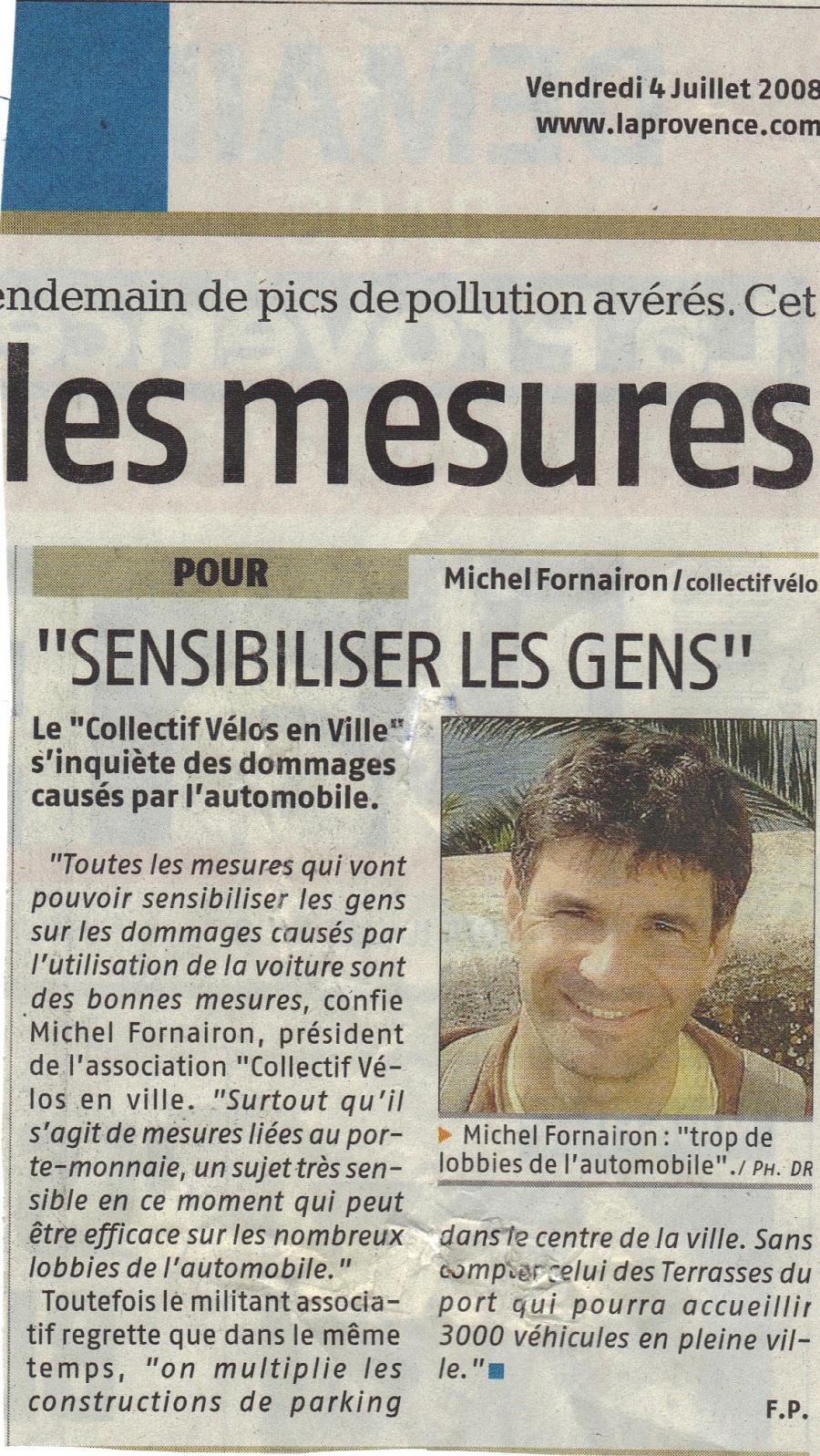 2008.07.04.La Provence.Sensibiliser les gens