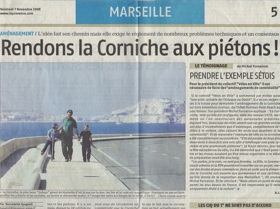 2008.11.07.La Provence1.Rendons la Corniche aux piétons