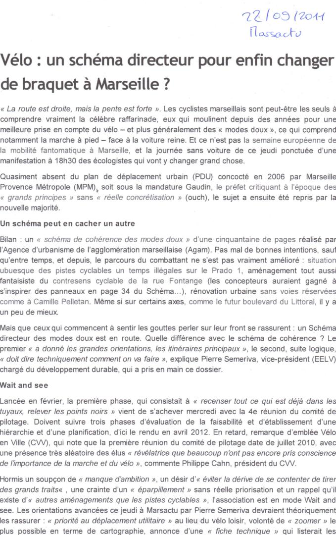 2011.09.22.Marsactu. vélo un schéma directeur pour enfin changer de braquet à Marseille. 679x1080