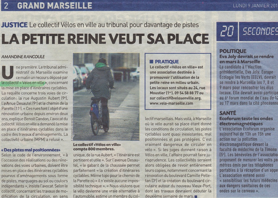 2012.01.9.20minutes.La petite reine veut sa place900