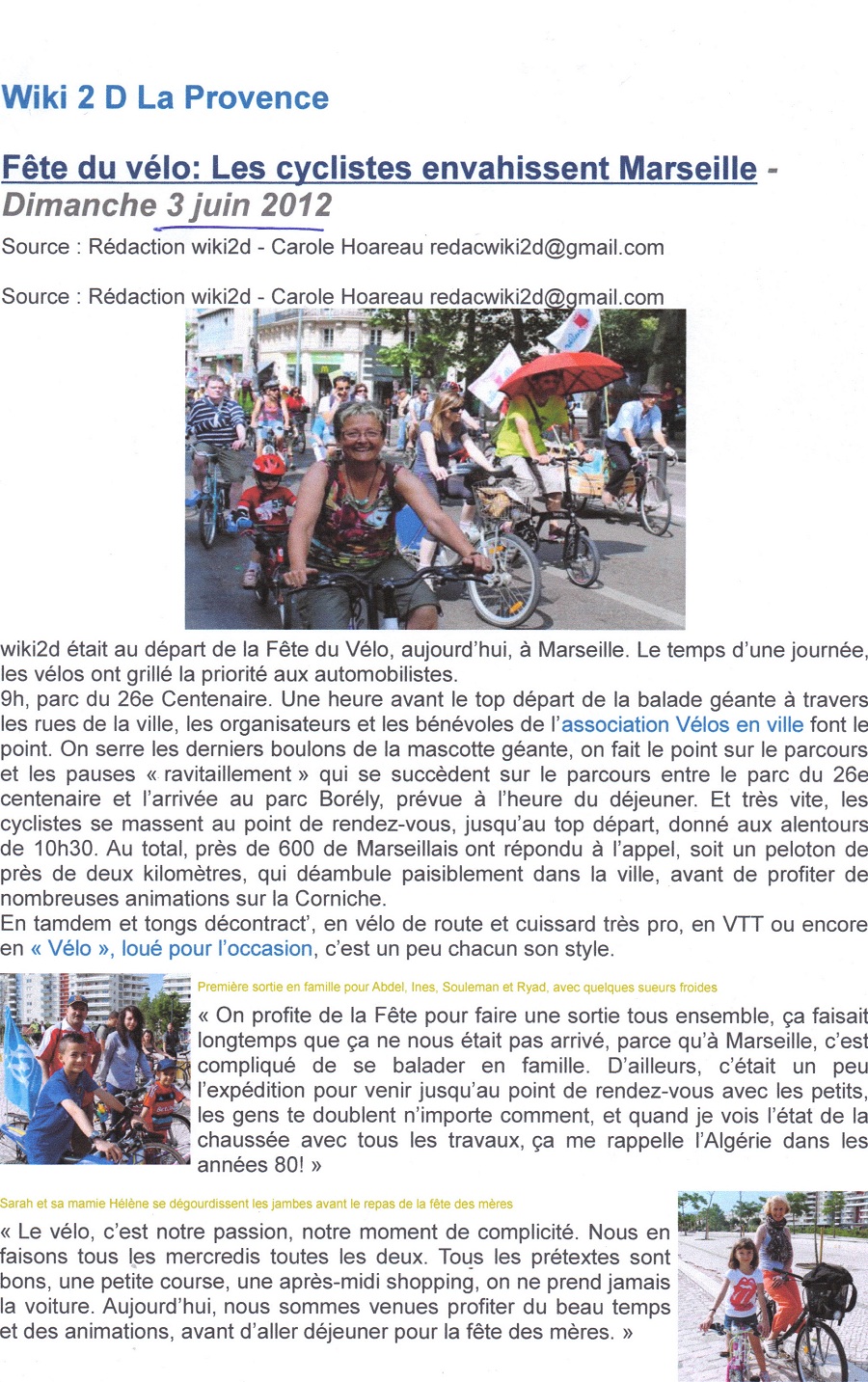2012.06.03.Wiki2DLa Provence1.Fête du vélo les cyclistes envahissent Marseille900