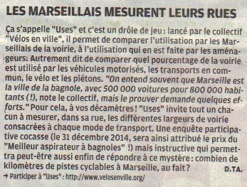 Collectif Vélos en Ville Jeu USES Marseille Mesurer vos rues Aménagement cyclable