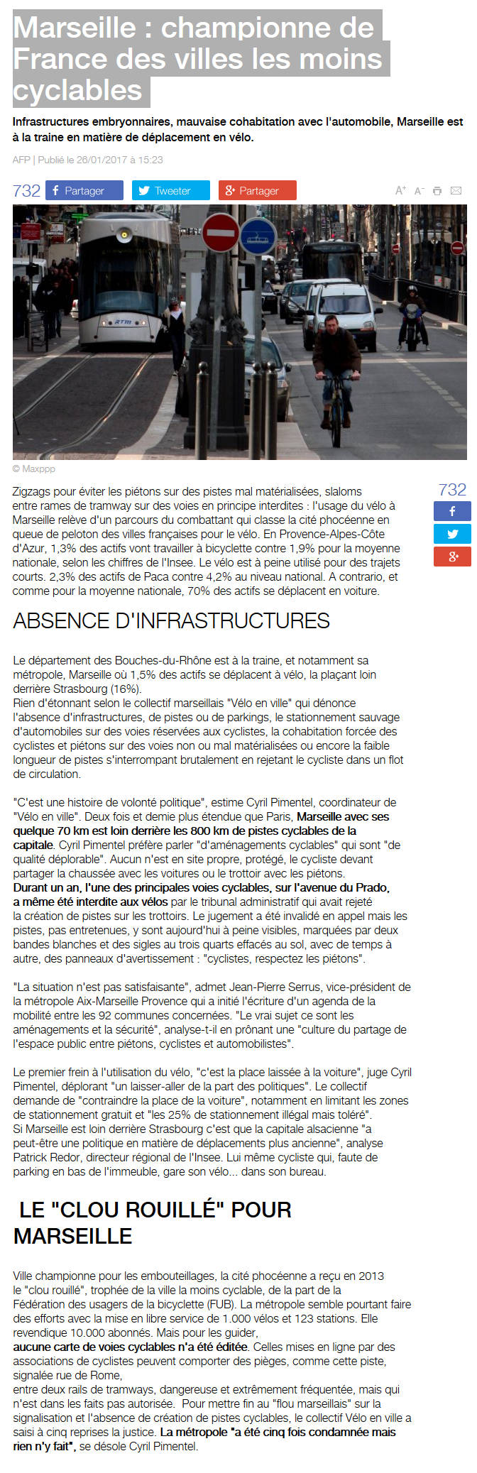 France3provenceAlpes 26012017, Collectif Vélos en Ville, France 3 Provences Alpes, Marseille, Vélo, Aménagements Cyclables