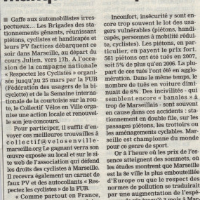 La Marseillaise 20 mars 2012 - Collectif Vélos en Ville