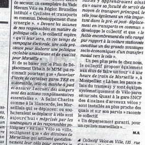 La Marseillaise 27 janvier 2008 - Collectif Vélos en Ville