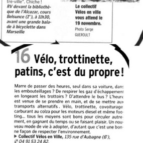 La Provence Associations 18 novembre 2005 - Collectif Vélos en Ville