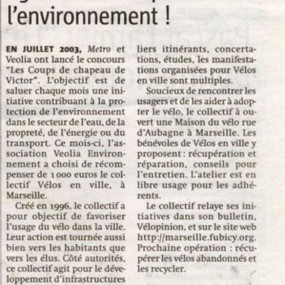 Métro 20 juillet 2005 - Collectif Vélos en Ville