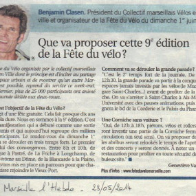 Marseille L'Hebdo, 28 mai 2014 - Collectif Vélos en Ville