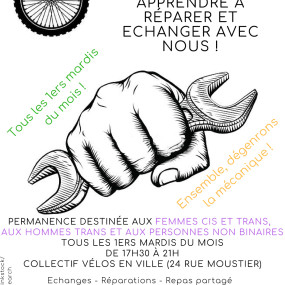 La permanence en mixité choisie devient mensuelle - Collectif Vélos en Ville