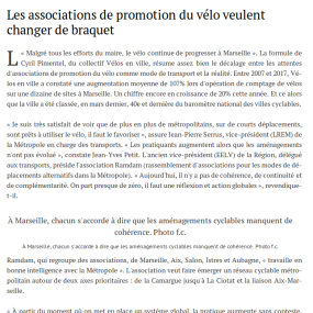 La Marseillaise, 30 juillet 2018 - Collectif Vélos en Ville