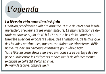 La Provence, 10 avril 2021 - Collectif Vélos en Ville